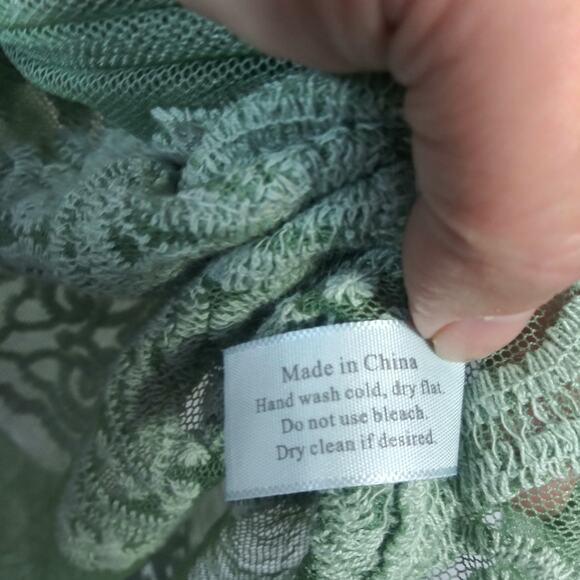 WILD LOVE OMBRE DIP DYED LACE BOHEMIAN KIMONO - SAGE Size OS - Picture 7 of 8